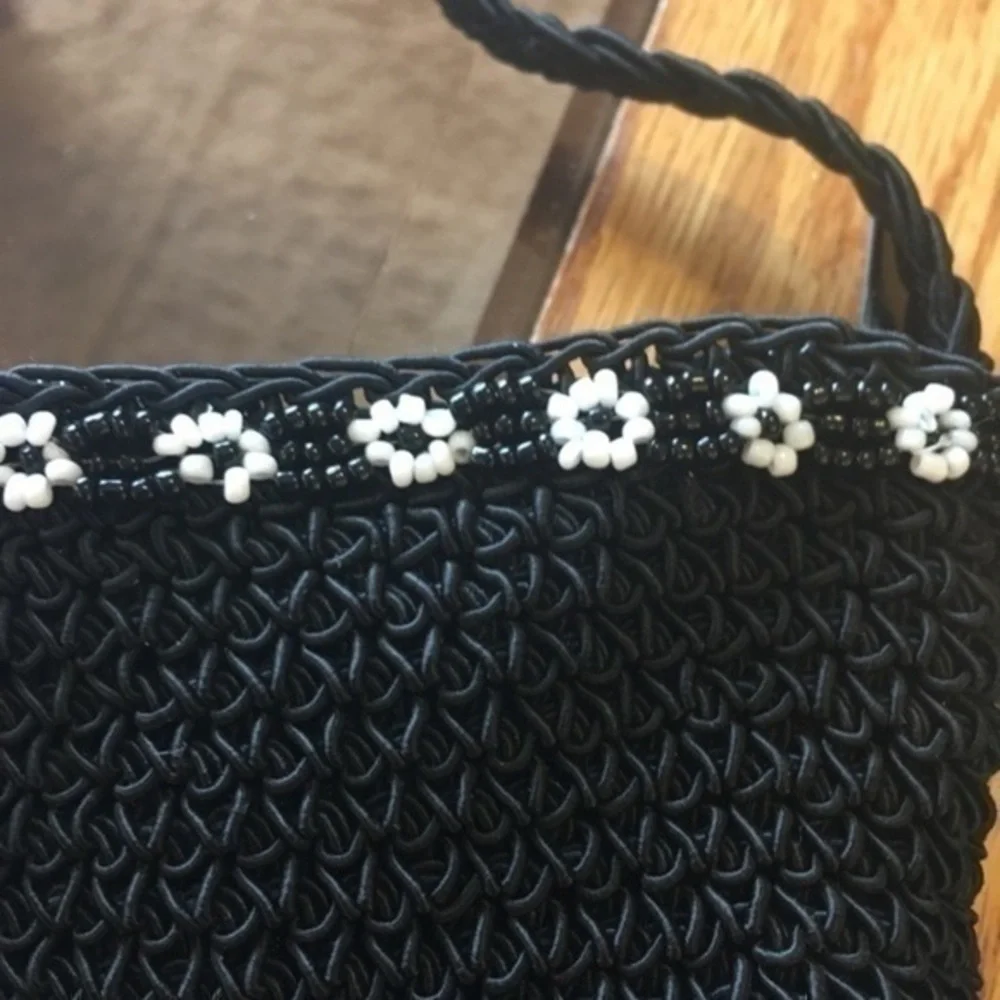 Little girls purse black and white beaded